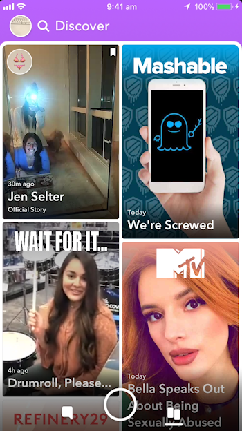 Snapchat discover layout update