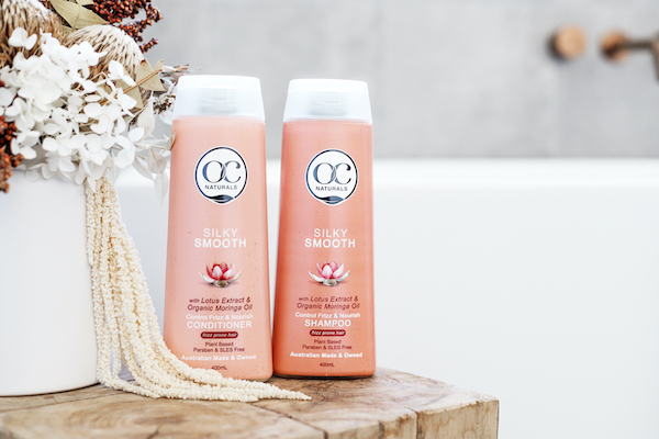 OC Naturals Silky Smooth shampoo and conditioner bottles