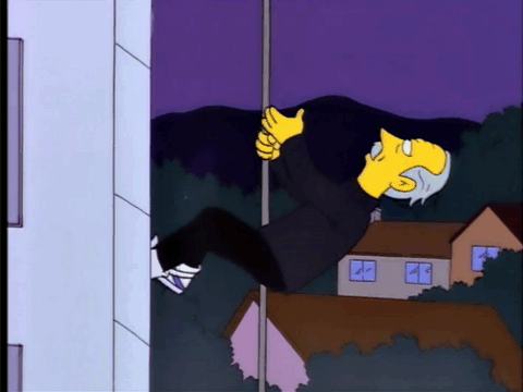 Malloy climbing up a wall in The Simpsons