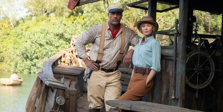 Dwayne Johnson as Frank and Emily Blunt as Lily in JUNGLE CRUISE.