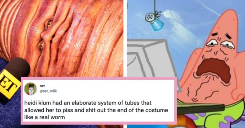 Heidi Klum Horrific Halloween Costume Worm 2022 Reactions Memes