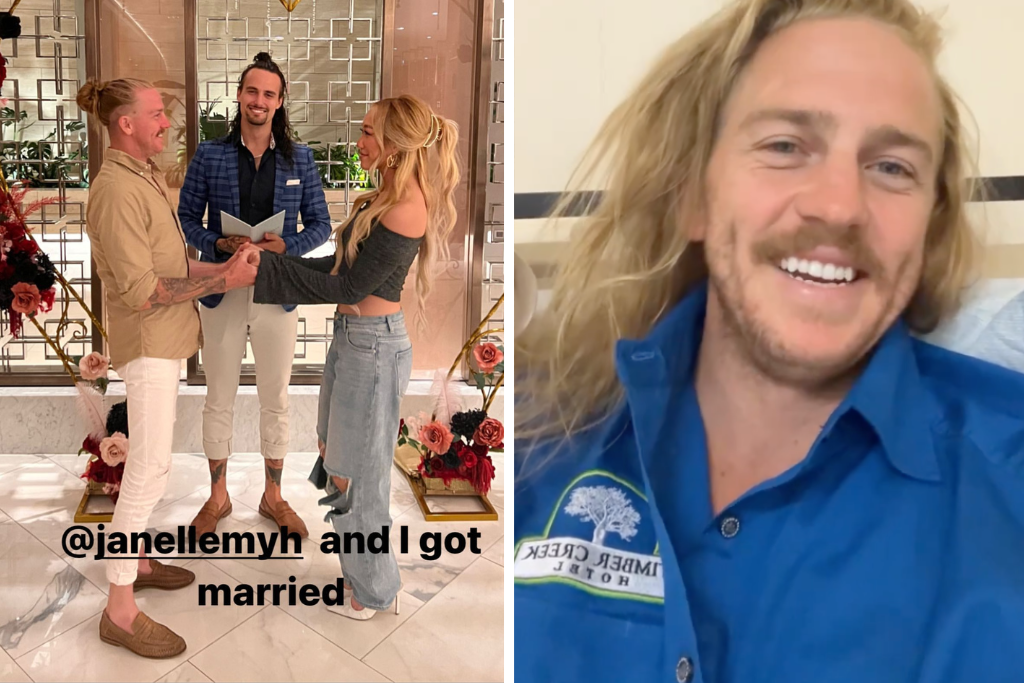 L: Cam Woods, Janelle Han and Jesse Burford. R: Cam Woods MAFS Married at First Sight