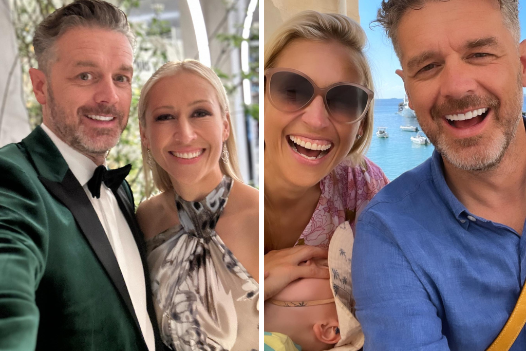 Two photos of Jock Zonfrillow and his wife Lauren Fried MasterChef