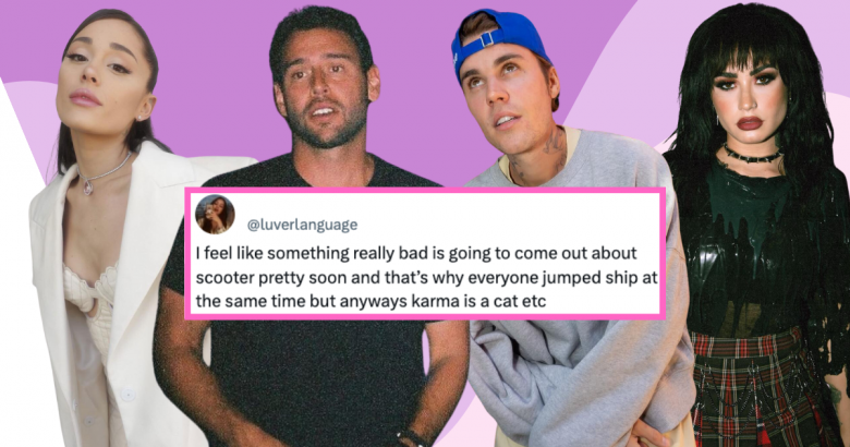 scooter braun taylor swift demi lovato justin bieber ariana grande fired parted ways manager hybe